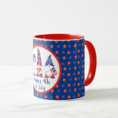 Mug Joyeux 4 juillet Gnomes Rouge Blanc Bleu (Devant droit)