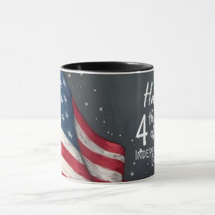 Mug Joyeux 4 juillet Illustration d'art de drapeau vin