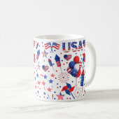 Mug Joyeux 4 juillet Red Blue Cute Party (Devant droit)