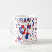 Mug Joyeux 4 juillet Red Blue Cute Party (Devant gauche)