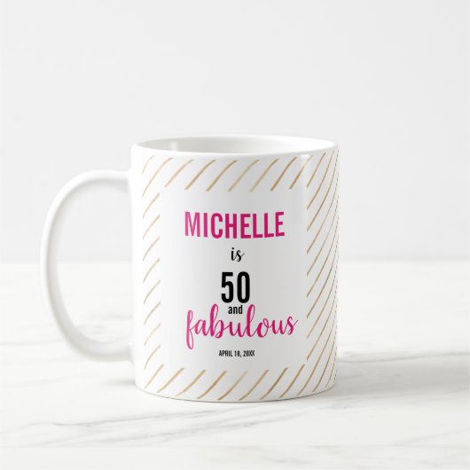 Mug Joyeux 50e anniversaire 50 & fabuleux Typographie  (Gauche)