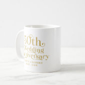 Mug Joyeux 50e Anniversaire de Mariage Typographie Or (Devant gauche)