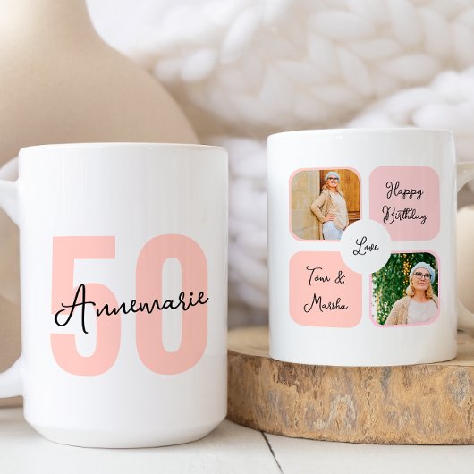 Mug Joyeux 50e anniversaire personnalisé Collage photo