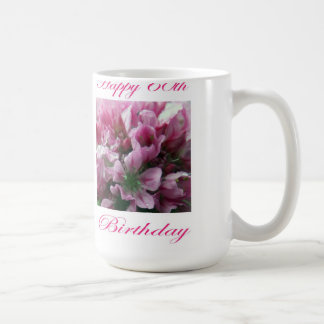 Mug Joyeux 60e anniversaire rose et vert Fleur