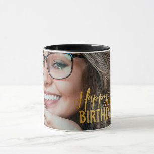 Mug Joyeux 60e anniversaire Script photo personnalisée
