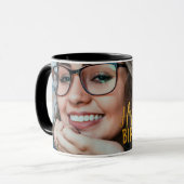 Mug Joyeux 60e anniversaire Script photo personnalisée (Devant gauche)