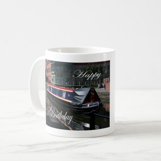 Mug Joyeux 81e anniversaire bateau de canal (Devant gauche)