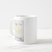Mug Joyeux 83e anniversaire Fleur blanche (Devant gauche)