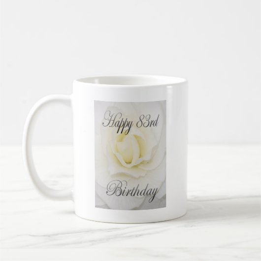 Mug Joyeux 83e anniversaire Fleur blanche (Gauche)