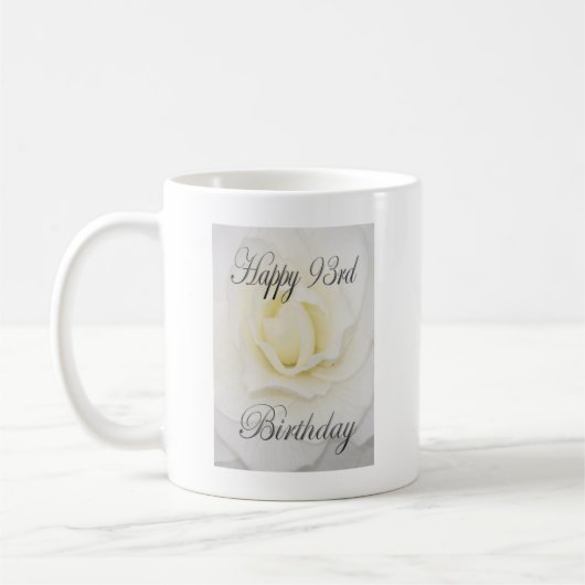 Mug Joyeux 93ème anniversaire Fleur blanche (Gauche)