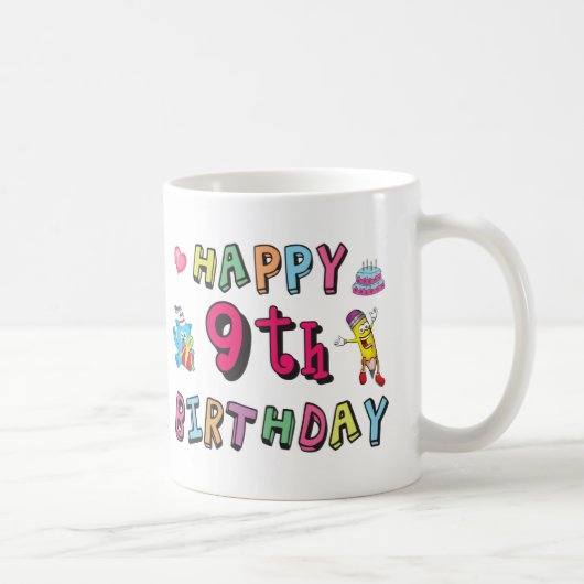 Mug Joyeux 9e anniversaire pour enfants de 9 ans B jou (Droite)