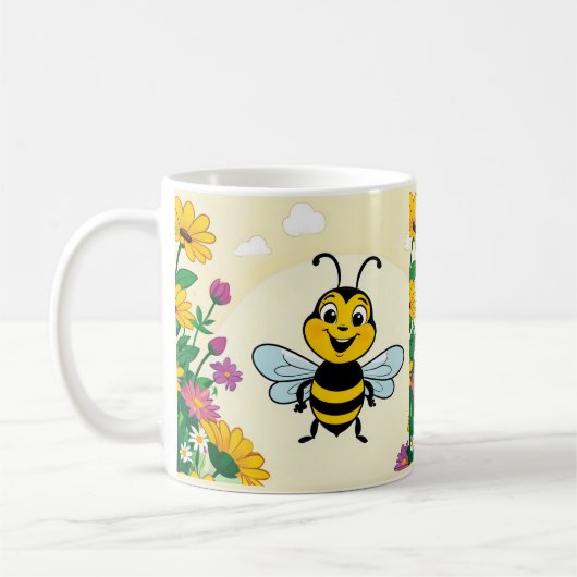 Mug Joyeux Abeille En Fleurs Colorées (Gauche)