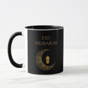 Mug Joyeux Aïd el-Moubarak Croissant Noir Or customisé