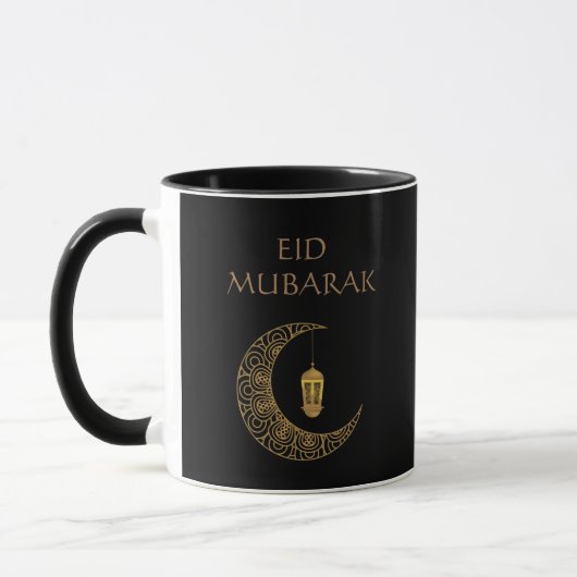 Mug Joyeux Aïd el-Moubarak Croissant Noir Or customisé (Gauche)