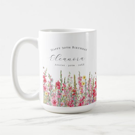 Mug Joyeux Anniversaire 30 août Fleur de Naissance Per (Gauche)