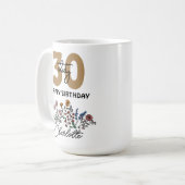 Mug Joyeux anniversaire 30 tasse, Nom personnalisé fle (Devant gauche)