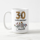 Mug Joyeux anniversaire 30 tasse, Nom personnalisé fle (Gauche)
