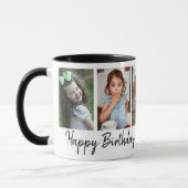 Mug Joyeux Anniversaire 5 Photo Collage noir et blanc (Gauche)