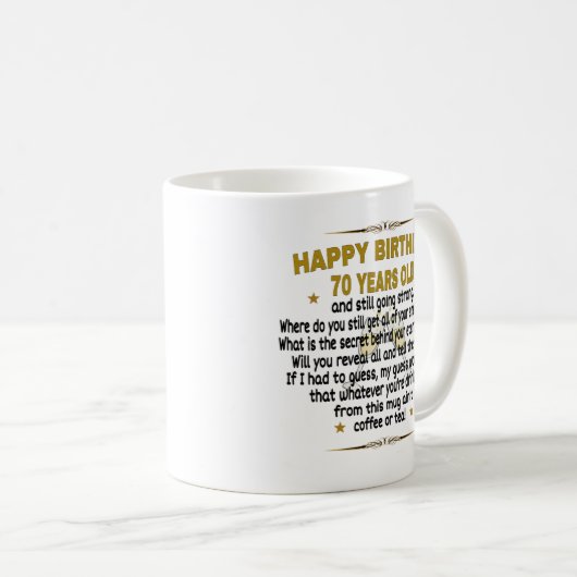Mug  Joyeux anniversaire 70 ans (Devant droit)