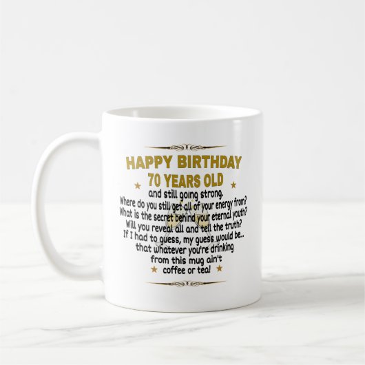 Mug Joyeux anniversaire 70 ans (Gauche)