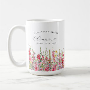 Mug Joyeux Anniversaire 70 ans Fleur de Naissance d'Ao