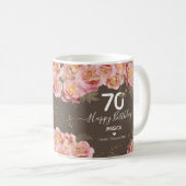 Mug Joyeux anniversaire 70 Parties scintillant Floral (Devant droit)