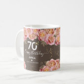 Mug Joyeux anniversaire 70 Parties scintillant Floral (Devant gauche)