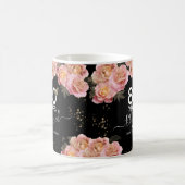Mug Joyeux anniversaire 80 ans béni café rose floral (Centre)