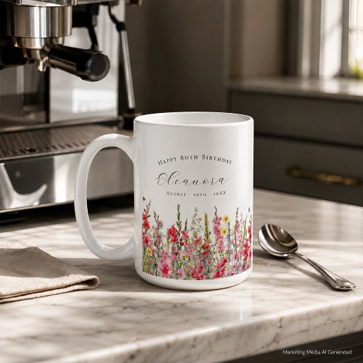 Mug Joyeux Anniversaire 80 ans Fleur de Naissance d'Ao