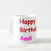 Mug Joyeux anniversaire Aadi (Devant gauche)
