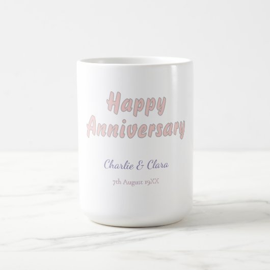 Mug Joyeux anniversaire ajouter nom rose gris pastel g (Centre)