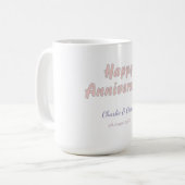 Mug Joyeux anniversaire ajouter nom rose gris pastel g (Devant gauche)