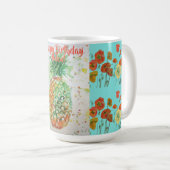 Mug Joyeux Anniversaire Anniversaire Art Orange Poppy  (Devant droit)