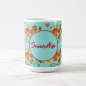 Mug Joyeux Anniversaire aqua Orange Poppy Womans Nom M (Centre)