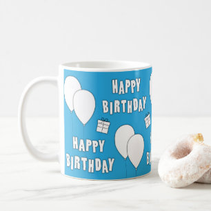 Mug Joyeux Anniversaire Avec Arrière - plan Bleu Ball
