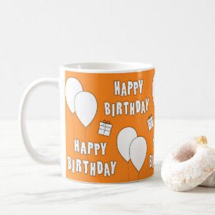 Mug Joyeux Anniversaire Avec Arrière - plan Orange De