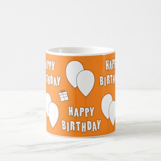 Mug Joyeux Anniversaire Avec Arrière - plan Orange De (Centre)
