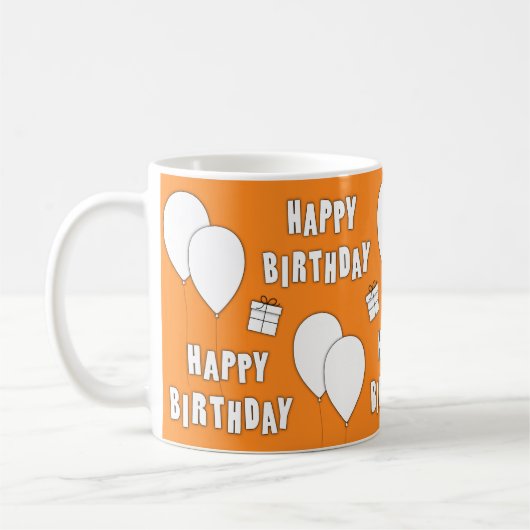 Mug Joyeux Anniversaire Avec Arrière - plan Orange De (Gauche)