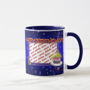 Mug Joyeux Anniversaire Avec Cadre Photo Confetti