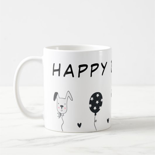 Mug Joyeux Anniversaire avec Chiens et Ballons (Gauche)