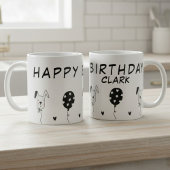 Mug Joyeux Anniversaire avec Chiens et Ballons