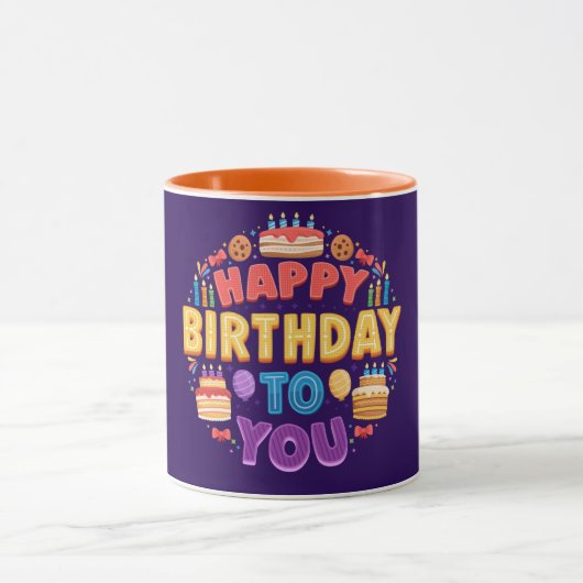 Mug Joyeux anniversaire avec gâteau et bougie (Centre)