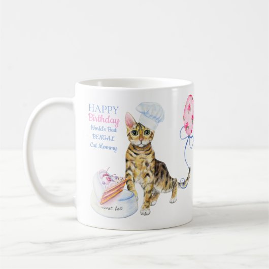 Mug Joyeux anniversaire Bengale Cat Mommy - Ajouter un (Gauche)