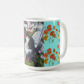 Mug Joyeux Anniversaire Chat Orange Poppy Femmes Nom M (Devant droit)
