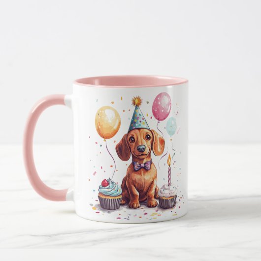 Mug Joyeux Anniversaire Chien Teckel  (Gauche)