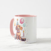 Mug Joyeux Anniversaire Chien Teckel  (Devant gauche)