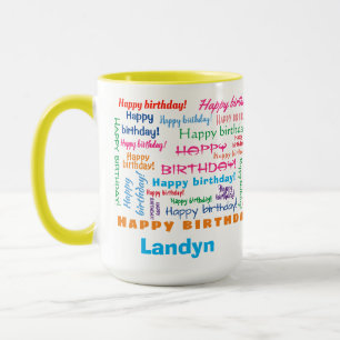 Mug Joyeux anniversaire Colorful Fun Cloud de mot bril