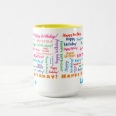 Mug Joyeux anniversaire Colorful Fun Cloud de mot bril (Centre)