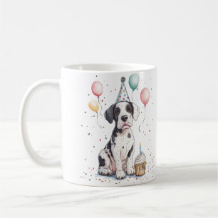 Mug Joyeux Anniversaire Cupcake pour chiot Grand Danoi