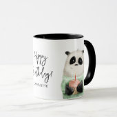 Mug Joyeux Anniversaire Cute Panda Cake Nom personnali (Devant droit)